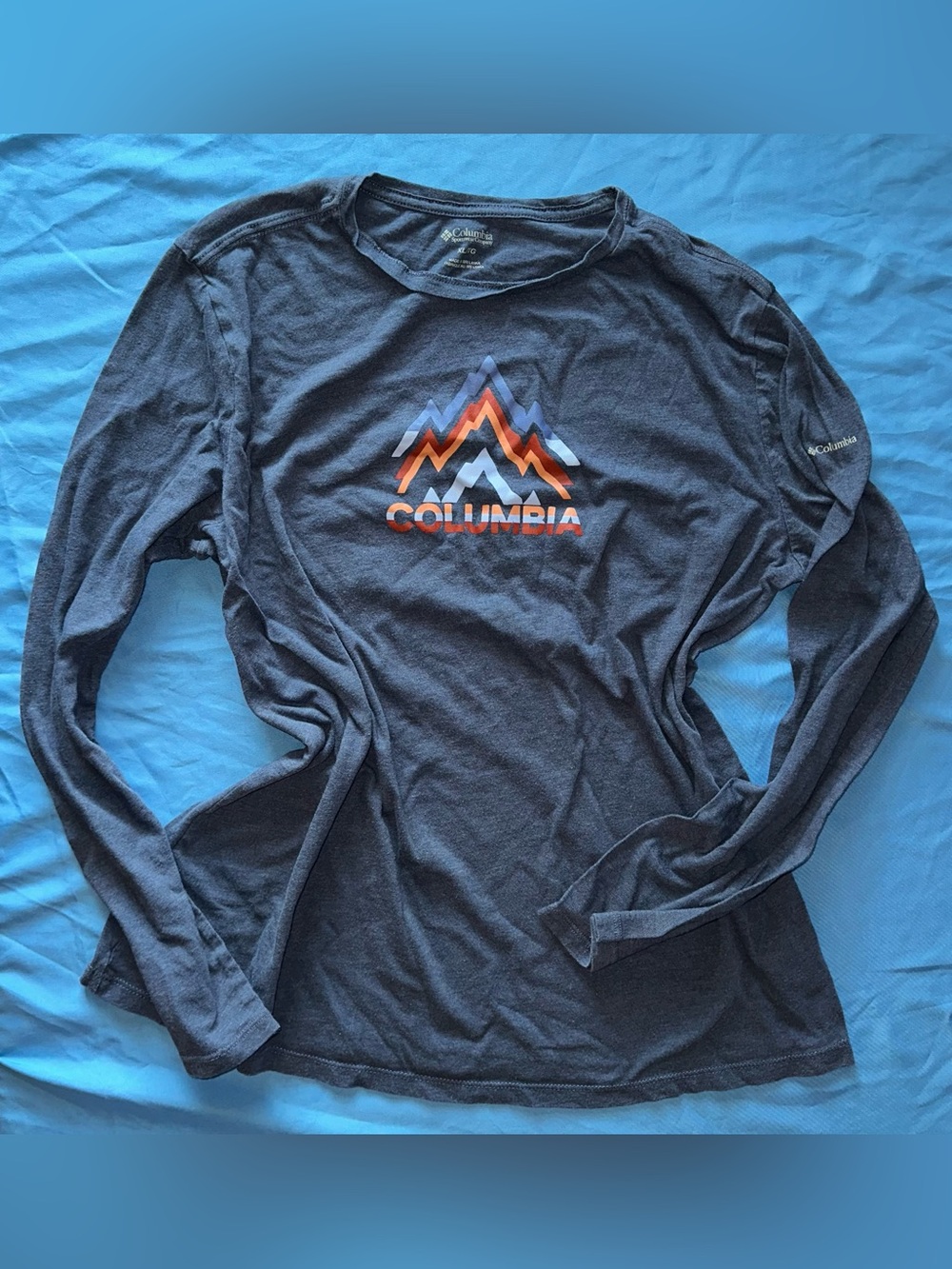 Columbia Long Sleeve Tee in Navy with Orange and Blue Logo